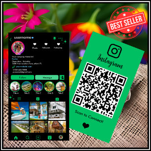 Vibranter grüner Realtor Instagram QR Code Visitenkarte