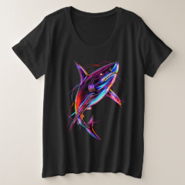 Vibranter Neon-Hai Moderne digitale Ozeane Große Größe T-Shirt