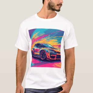 Vibranter Sportwagen in einer dynamischen abstrakt T-Shirt