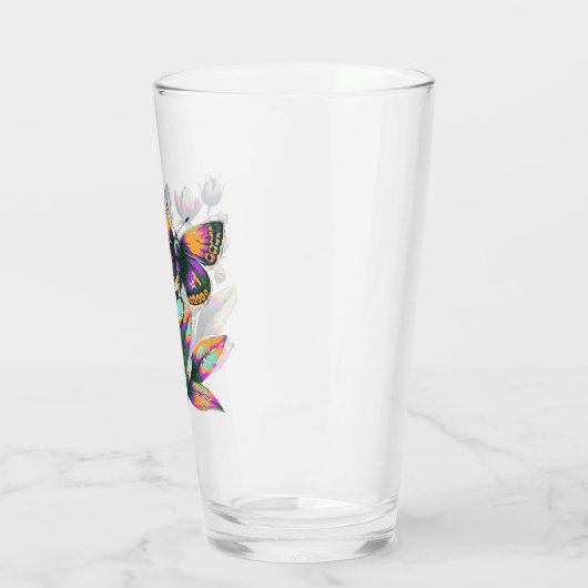 Vibrantes Schmetterlingsblumenmotiv Glas (Links)