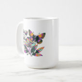 Vibrantes Schmetterlingsblumenmotiv Kaffeetasse (Vorderseite Links)