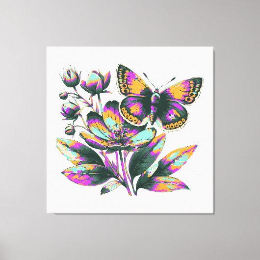 Vibrantes Schmetterlingsblumenmotiv Leinwanddruck (Vorderseite)