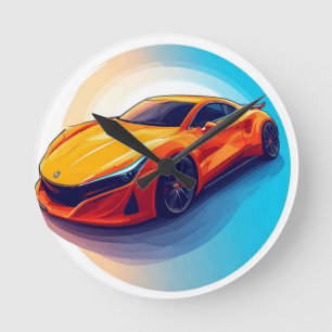 Vibrantes Sportauto mit modernem Design Runde Wanduhr