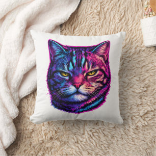 Vibrantes und cooles Tierdekor psychedelische Katz Kissen