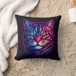 Vibrantes und cooles Tierdekor psychedelische Katz Kissen