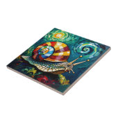 Vibrantly Colorful Impasto Whimsical Snail Fliese (Seite)