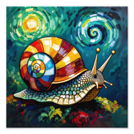 Vibrantly Colorful Impasto Whimsical Snail Fotodruck
