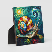 Vibrantly Colorful Impasto Whimsical Snail Fotoplatte (Vorderseite)