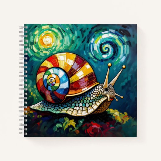 Vibrantly Colorful Impasto Whimsical Snail Notizblock (Vorderseite)