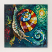 Vibrantly Colorful Impasto Whimsical Snail Puzzle (Horizontal)