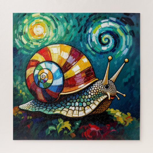 Vibrantly Colorful Impasto Whimsical Snail Puzzle (Vertikal)