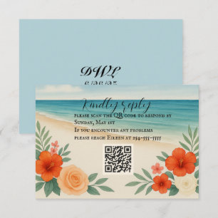Vibrany Floral Beach QR Code RSVP Card Karte