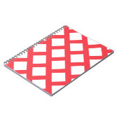 Vibrany Funky Coral Red & White Rhombus Muster Notizblock (Linke Seite)