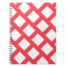 Vibrany Funky Coral Red & White Rhombus Muster