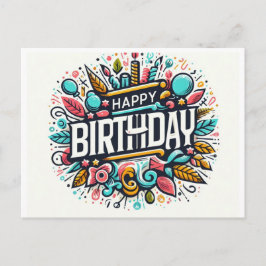 Vibrany Happy Birthday Art - Whimsical Celebration Postkarte