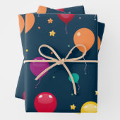 Vibrany Happy Birthday Balloons Muster Geschenkpapier Set (Beispiel)