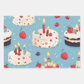 Vibrany Happy Birthday Cakes Muster Geschenkpapier Set (Vorderseite 2)