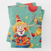 Vibrany Happy Birthday Clowns Pattern Geschenkpapier Set (Beispiel)