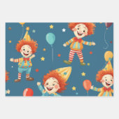 Vibrany Happy Birthday Clowns Pattern Geschenkpapier Set (Vorderseite 2)