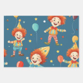 Vibrany Happy Birthday Clowns Pattern Geschenkpapier Set (Vorderseite)