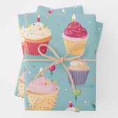 Vibrany Happy Birthday Cupcakes Pattern Geschenkpapier Set (Beispiel)