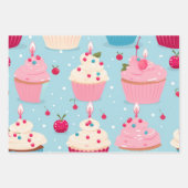 Vibrany Happy Birthday Cupcakes Pattern Geschenkpapier Set (Vorderseite 3)