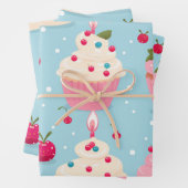Vibrany Happy Birthday Cupcakes Pattern Geschenkpapier Set (Beispiel)