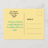 Vibrany Happy Oaster in Gelb Hintergrund Postkarte (Rückseite)