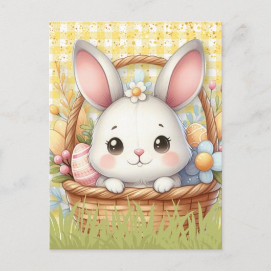 Vibrany Happy Oaster in Gelb Hintergrund Postkarte (Vorderseite)