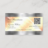 Vibrany Ivory Peach Silver Borders Logo QR Code Visitenkarte (Rückseite)