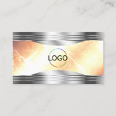 Vibrany Ivory Peach Silver Borders Logo QR Code Visitenkarte (Vorderseite)