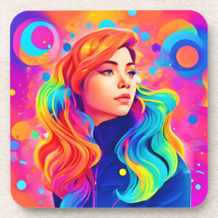 Vibrany Lady Digital Artwork Getränkeuntersetzer