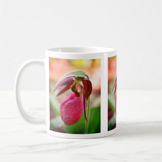Vibrany Lady Slipper Orchid-Blume Kaffeetasse (Links)