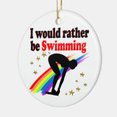 VIBRANZ UND FARBE ICH WÜRDE eher SCHWIMMEN Keramik Ornament (Links)