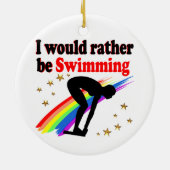 VIBRANZ UND FARBE ICH WÜRDE eher SCHWIMMEN Keramik Ornament (Hinten)