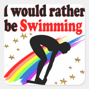 VIBRANZ UND FARBE ICH WÜRDE eher SCHWIMMEN Quadratischer Aufkleber