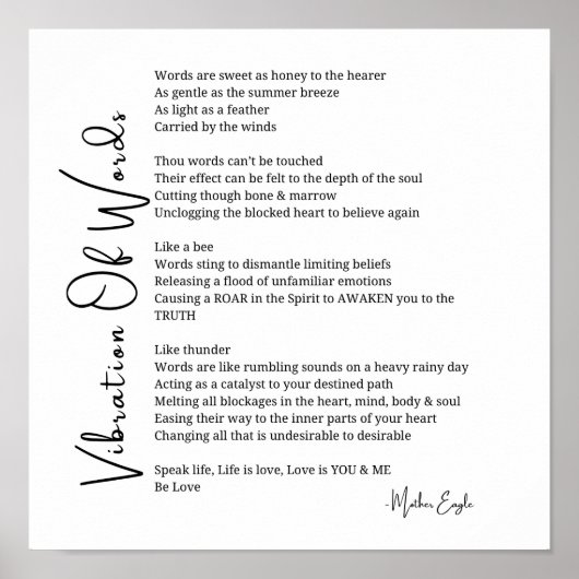 Vibration von Wörtern, die Gedicht-Wand-Kunst erwe Poster (Vorne)