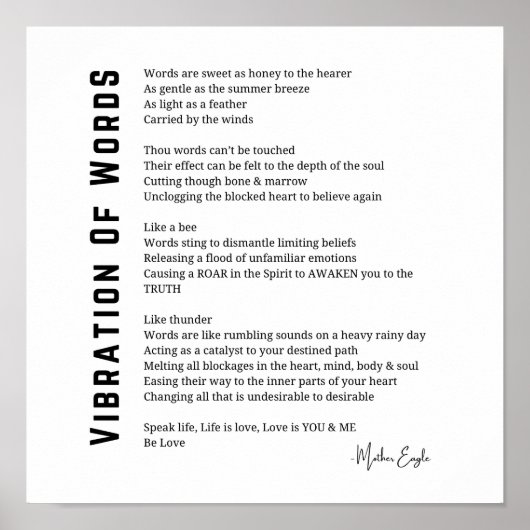 Vibration von Wörtern, die Gedicht-Wand-Kunst erwe Poster (Vorne)