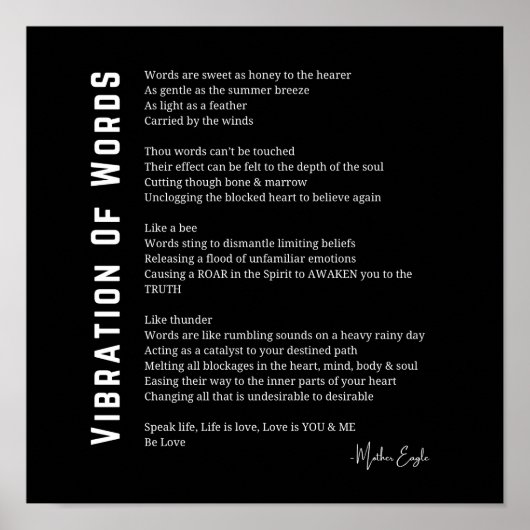 Vibration von Wörtern, die Gedicht-Wand-Kunst erwe Poster (Vorne)