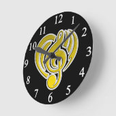 Vibrationen Musical Liebe Yellow Heart Musiknote D Runde Wanduhr (Winkel)