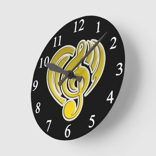 Vibrationen Musical Liebe Yellow Heart Musiknote D Runde Wanduhr (Winkel)