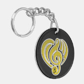 Vibrationen Musical Liebe Yellow Heart Musiknote D Schlüsselanhänger (Vorderseite links)