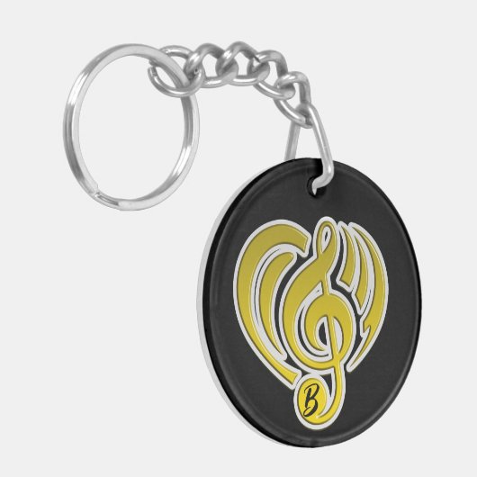 Vibrationen Musical Liebe Yellow Heart Musiknote D Schlüsselanhänger (Vorderseite links)