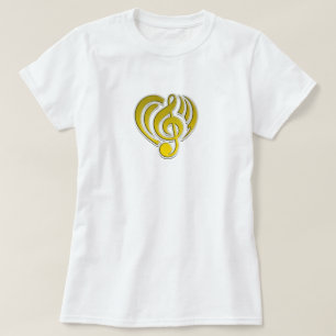 Vibrationen Musical Liebe Yellow Heart Musiknote D T-Shirt
