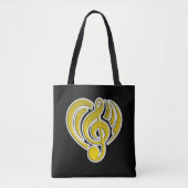 Vibrationen Musical Liebe Yellow Heart Musiknote D Tasche (Vorderseite)