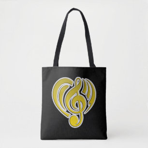 Vibrationen Musical Liebe Yellow Heart Musiknote D Tasche