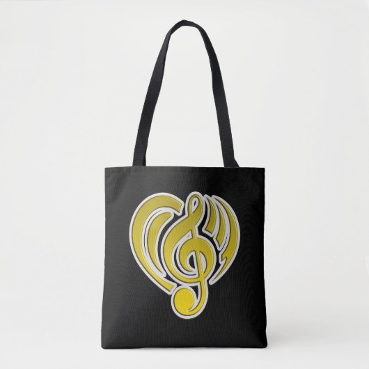 Vibrationen Musical Liebe Yellow Heart Musiknote D Tasche (Vorderseite)