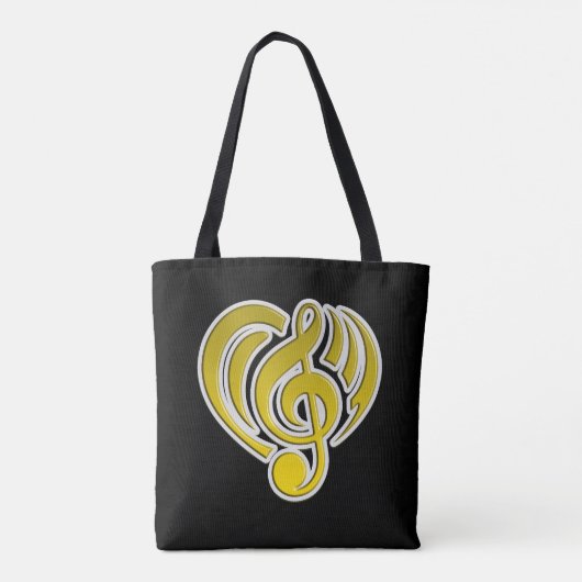 Vibrationen Musical Liebe Yellow Heart Musiknote D Tasche (Rückseite)