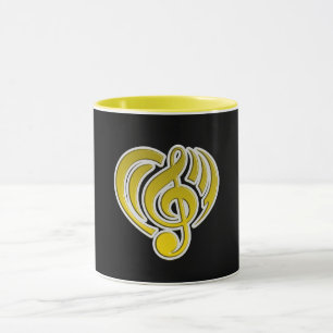 Vibrationen Musical Liebe Yellow Heart Musiknote D Tasse