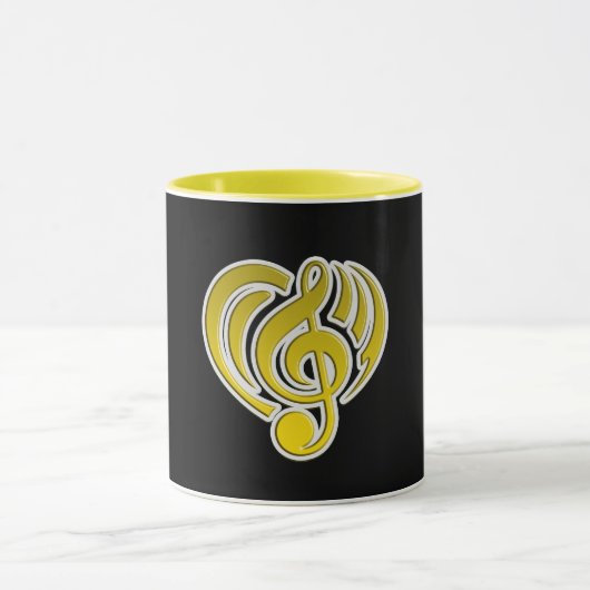 Vibrationen Musical Liebe Yellow Heart Musiknote D Tasse (Zentrum)